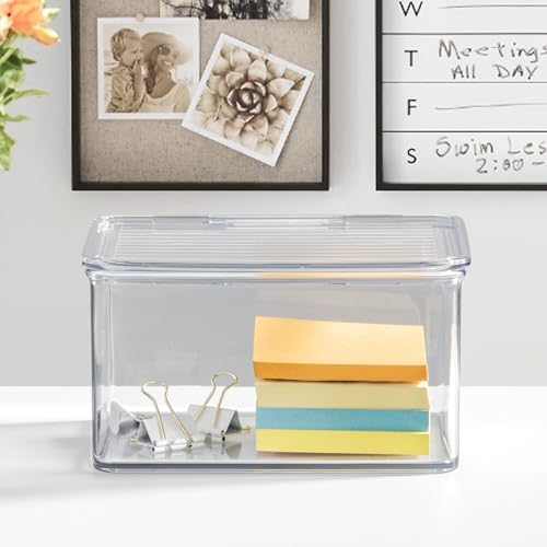iDesign Recycled Plastic Pantry and Kitchen Storage, Freezer and Fridge Organizer Lidded Bin – 6.75” x 5.75” x 3.75”, Clear - style: Pack of 1