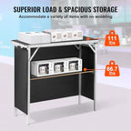 VEVOR Folding Portable Bar Table, Tradeshow Podium Table for Indoor, Outdoor, Party, Picnic, Exhibition, Includes Carrying Case, Storage Shelf and Black Skirt, 38.39" x 15.16" x 34.25" - size: 38.39 INCH