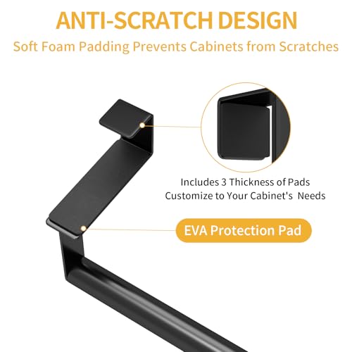STWWO Over the Door Towel Rack, Kitchen Towel Holder Over Cabinet Door Towel Bar Stainless Steel for Cupboard for Kitchen Dish Towel Holder Hanger, 2 Pack (Black) - color: Black
