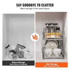 VEVOR Pull Out Cabinet Organizer, 12"W x 21"Dx15.2"H Heavy Duty Slide Out Pantry Shelves, Chrome-Plated Steel Roll Out Drawers for Home,13.5"Wx22"Dx19"H Inside Kitchen Cabinet, Bathroom, Under Sink - size: 12"W x 21"Dx15.2"H