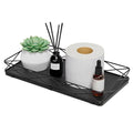 Lixple Toilet Paper Basket Holder, 13" Toilet Tank Tray, Wood and Metal Toilet Tray Vanity Organizer Bathroom Tray, Kitchen Sink Organizer for Soap Dispenser (Black) - color: Black