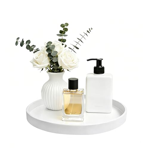 2 Pack 8" Bathroom and Vanity Tray, ABS Bathroom Counter Organizer, Coffee Table Decor for Perfume, Candles, Keys &More. Kitchen Countertop Organizer, Decorative Tray Soap Holder, White - color: White, size: 8" - 2Pcs
