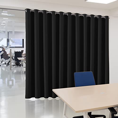 Instant Space Divider Curtain - Blackout, Privacy & Energy Saving - Extra Wide Fabric Partition Curtain for Room Dividing Without Renovation, 15 ft Wide x 9 ft Tall, Black, 1 Panel - color: Black, size: 180"W x 108"L (Pack of 1)