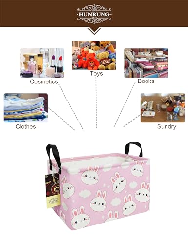 HUNRUNG Rectangle Storage Basket Cute Canvas Organizer Bin for Pet/Children Toys, Books, Clothes Perfect for Rooms/Playroom(REC-Cute Rabbit) - color: HR-REC-Cute Rabbit