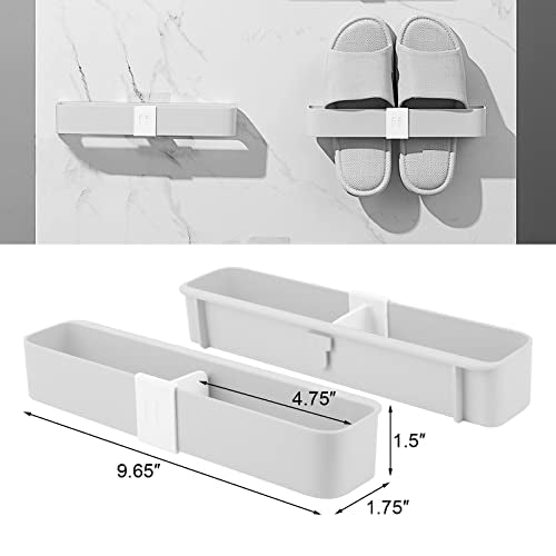 Cosmos 2 Pcs Wall Mounted Slippers Rack House Slippers Hanger Shower-shoe Holders Wall Mount Shower Slippers Organizers with Sticky Hanging Strips for Bathroom, Kitchen, Living Room and RV (Grey)