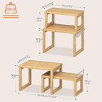 HOOBRO Cabinet Organizer Shelf, Set of 2 Kitchen Counter Shelves, Expandable Kitchen Storage, Stackable Bamboo Spice Rack, for Kitchen, Countertop, Office Desk, Living Room, Natural YL20TL01 - color: Natural