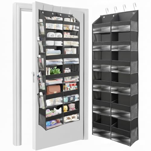 HOMELUX THEORY UPGRADED 6 Tiers Over The Door Organizer Hanging - 100D EXTRA THICK & 50lbs HUGE CAPACITY, 12 Side Mesh Pockets Over The Door Shoe Organizer, Hanging Closet Organizer (Dark Gray, XL) - color: 3. Dark Gray, size: XL 1 set