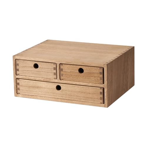 Kirigen Wooden Desktop Organizer - Office Supplies Filing Tidy Storage Shelf - Storage Cabinet/Jewelry Organizer with 3 Drawers(BR, 2-Layer &3 Drawers) - color: Dark brown, size: 2-layer &3 drawers