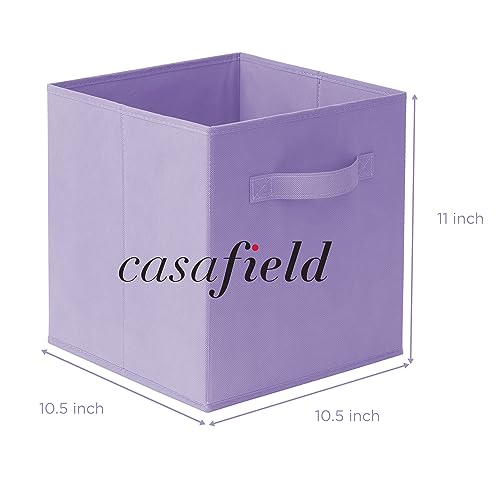 Casafield Set of 6 Collapsible Fabric Cube Storage Bins, Lavender - 11" Foldable Cloth Baskets for Shelves, Cubby Organizers & More - color: Lavender, size: 10.5" x 10.5" x 11"