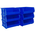 Akro-Mils 30250 AkroBins Plastic Storage Bins, Space-Saving Stackable Bins for Garage, Pantry, Craft Organization, 15" x 16" x 7", Blue, 6-Pack - color: Blue