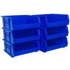 Akro-Mils 30250 AkroBins Plastic Storage Bins, Space-Saving Stackable Bins for Garage, Pantry, Craft Organization, 15" x 16" x 7", Blue, 6-Pack - color: Blue