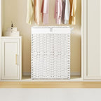 Greenstell Laundry Hamper with Lid, 90L Clothes Hamper with 2 Removable Liner Bags & 2 Mesh Laundry Bags, Handwoven Synthetic Rattan Laundry Basket for Clothes, Toys in Bathroom, Bedroom White - color: White, size: 90L (18.1 x 13.0 x 23.6 inches)
