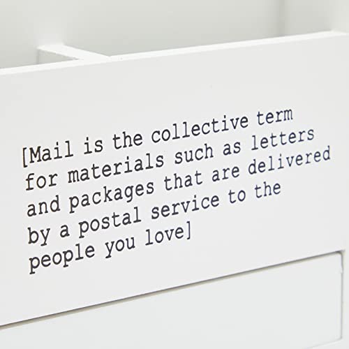 Juvale Wooden 3-Tier Countertop Mail Organizer - Desktop Organizer with Drawer for Paper & Supplies - Wall-Mount Mail Holder for Envelopes & Letters - White, 11 x 7 x 4 in