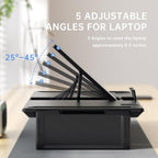 Heymaster Ergonomic Monitor Stand Riser, Laptop Stand Foldable Muti-Angle Adjustable Portable Foldable Stand with Heat-Vent Compatible with MacBook, Air, Pro, Surface Laptop (9-17 inches) (Black) - color: Black