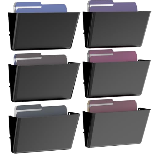 Gawerk Clear Acrylic Single Pocket, Plastic Hanging Wall Mount File Holder for Office Home (Black, 6 Pack) - color: Black, size: 6 Pack