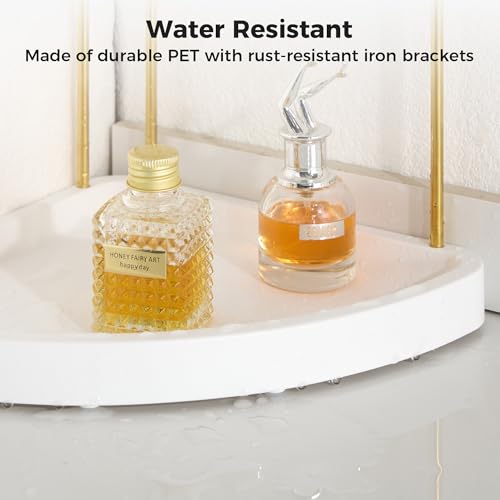 Vtopmart 2-Tier Bathroom Corner Countertop Organizer, Vanity Dresser Counter Tray Shelf for Skincare, Perfume, Makeup, Gold - color: Gold, size: Corner