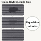 NiuYichee Set of 4 Water Absorbent Diatomite Coasters, Diatomaceous Earth Kitchen Soap Dish, Bathroom Trays, Water Absorbing Stone Used for Hand Soaps & Plants & Toiletries in The Modern Home - color: Set of 4 Dark Grey With Grooves