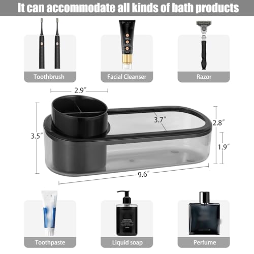 Ayswupt Black Toothbrush Holder for Bathroom,Detactable Bathroom Tray for Men,Electric Tooth Brushing Holder,Bathroom Countertop Organizer,Tooth Brush Toothpaste Caddy Storage,Vanity Sink Accessories - color: Black Toothbrush Holder
