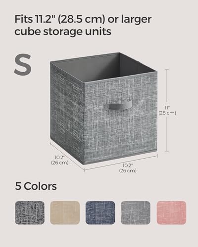SONGMICS Storage Cubes, 10.2 x 10.2 x 11 Inches Non-Woven Fabric Bins with Double Handles, Set of 8, Closet Organizers for Shelves, Foldable, for Clothes, Cattail Gray UROB826G01 - color: Cattail Gray, size: 8 Pack (10.2"L x 10.2"W x 11"H)