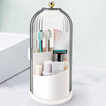 QIYVLOS Toothbrush Holders with Sliding Lid, Rotating 3 Slots Bathroom Organizer Countertop, Tooth Brush Toothpaste Holder Bathroom Counter Stand Sink Organizer Caddy for Vanity Makeup Brushes Holder - color: White+Transparent Black
