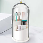 QIYVLOS Toothbrush Holders with Sliding Lid, Rotating 3 Slots Bathroom Organizer Countertop, Tooth Brush Toothpaste Holder Bathroom Counter Stand Sink Organizer Caddy for Vanity Makeup Brushes Holder - color: White+Transparent Black