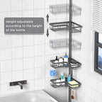 KEGII Corner Shower Caddy Tension Pole - Rustproof Tension Rod Organizer, Floor to Ceiling Shower Caddy 25-114.2 inch, Bathroom Storage Rack Corner Waterproof, Dark Gray - style: Tension Caddy - Dark Gray