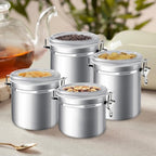 ENLOY 4-Piece Stainless Steel Airtight Food Storage Canister Set with Clear Lid, Containers Sets for Kitchen Counter for Sugar, Flour, Tea, Candy, Cookie, Spice, 28/32/38/65 oz - size: Small