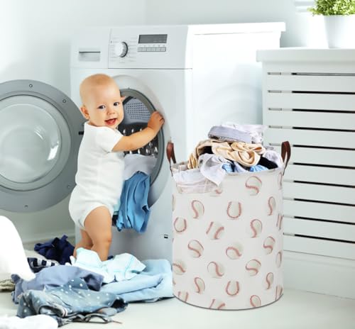 CLOCOR Kids Laundry Basket,Waterproof Baby Boys Nursery Hamper,Collapsible Fabric Storage Container,Toys Bin,Room Decor,Gift Basket（Baseball - color: Baseball