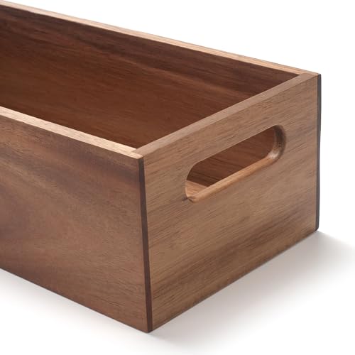 Toilet Tank Basket, Toilet Paper Basket for Back of Toilet Tank Top, Acacia Wood Bathroom Storage Basket for Organizing and Decor (15 x 6 x 4 inch) - size: 15" x 6" x 4"