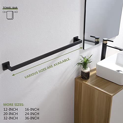 KOKOSIRI 32-Inch Single Towel Bar, Bathroom Kitchen Towel Holder, Wall Mounted SUS304 Stainless Steel Towel Rack, Matte Black, B4003BK-L32 - color: Matte Black, size: 32-Inch
