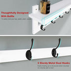 SMIBUY Coat Hooks with Shelf Wall-Mounted, 29.2 Inch Entryway Coat Rack for Wall, Bamboo Hanging Shelf with 5 Double Metal Hooks for Bathroom, Bedroom, Kitchen, Living Room (White + Black) - color: White + Black