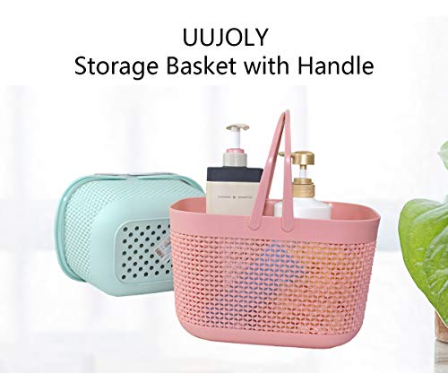 UUJOLY Plastic Organizer Storage Baskets with Handles, Shower Caddy Bins Organizer for Bathroom and kitchen (Pink) - color: Pink, size: 1 Pack