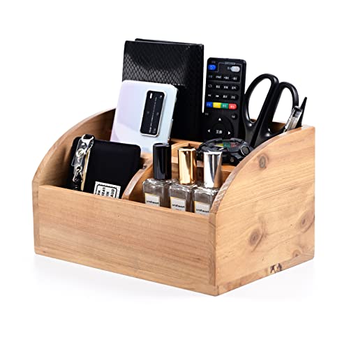 Farmhouse Solid Wooden Mail Sorter Wood Desk Organizer TV Remote Holder Rustic Vintage Caddy Mail Basket Storage Caddy for Bills, Kitchen, Desktop, Workspace Counter Top Home Decor Office Supplies…… - color: WOODEN-M