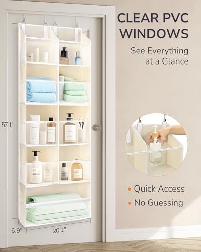 ULG Over the Door Organizer, 5-Tier Extra Large Hanging Storage with 10 Mesh Pockets, 100 lbs Capacity, Heavy Duty Door Organizer for Closet, Bedroom, Nursery Storage, Beige - color: Beige, size: 1 Pack-Extra Large
