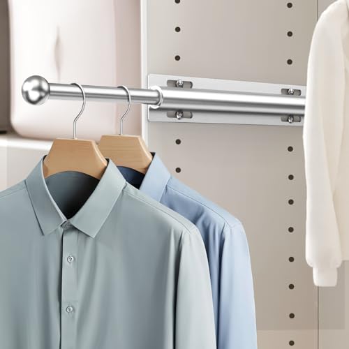 Supforce Valet Rod for Closet Pull Out, Retractable Slide Out Valet Rod Closet Organization, 12" Aluminum Valet Clothing Hanger Rods Perfect for Suits, Freshly Pressed Clothes, Matte Silver - color: Matte Silver, size: 12IN