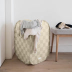 3 Sprouts Pop Up Hamper - Collapsible Laundry Basket, Popup & Foldable Design - Durable Waterproof Fabric for Dirty Clothes, Toys & Towels - Ideal for Dorm, Bedroom & Baby Nursery, Checkerboard Beige - color: Checkerboard Beige