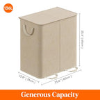 Lifewit Double Laundry Hamper with Lid and Removable Laundry Bags, Large Collapsible 2 Dividers Dirty Clothes Basket with Handles for Bedroom Laundry Room Closet Bathroom College, 136L Beige - color: Beige, size: 136L