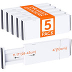 Lifewit 5 Pack 4" High Drawer Dividers 28-43.5cm/11-17" Adjustable Drawer Organizer for Clothes/Utensils, Expandable Drawer Separator in Dresser/Kitchen/Bedroom/Office Organization & Storage White - size: 4"H, 11-17"L