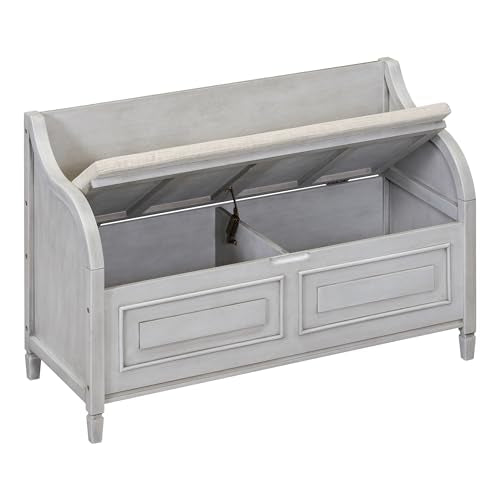 Knocbel Rustic Entry Storage Bench with Hidden Compartments and Removable Cushion, Wooden Entryway Hallway Foyer Shoe Bench Bedroom End of Bed Bench, 250lbs Weight Capacity (Gray Wash) - color: Gray Wash