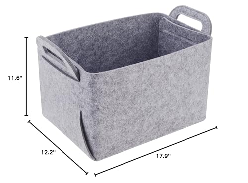 Storage Basket Felt Storage Bin Collapsible& Convenient Box Organizer with Carry Handles for Office Bedroom Closet Babies Nursery Toys Laundry (Light grey, 17.9inch（L）×12.2inch（W）×11.6inch（H）) - color: Light grey, size: 17.9inch（L）×12.2inch（W）×11.6inch（H）