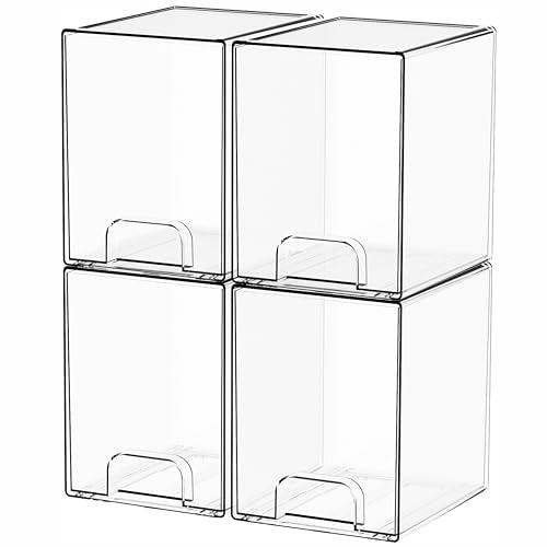 Yieach 7.6" H Baby Bottle Organizer for Cabinet,4 Pack BPA FREE Bottle Storage Organizer Baby,Clear Stackable Storage Drawers for Makeup,Skincare,Beauty Products Bathroom Closet Organizers and Storage - color: Clear-7.8 In Tall, size: 4 PCS