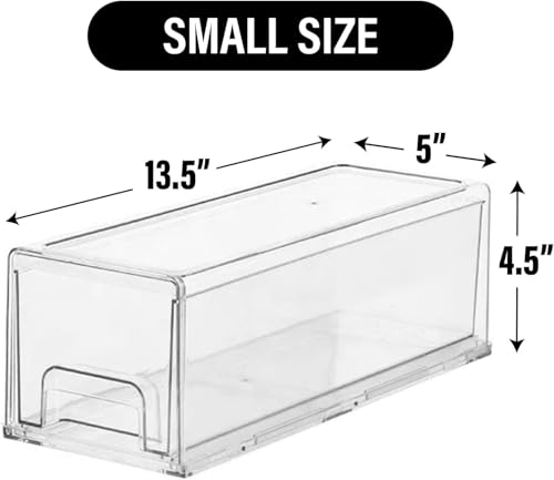 Clear Plastic Stackable Storage Drawers Bins, Perfect for Kitchen Pantry Organization and Storage, Under Sink Organizer, Pull Out Cabinet Organizer, Makeup, Bathroom Storage Containers for Organizing - size: Small 13.5 x 5 x 4.5
