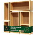 ROYAL CRAFT WOOD 5-Piece Bamboo Drawer Organizer Set – Multi-Use Storage Trays for Kitchen, Bathroom, Office, Makeup, Jewelry & More – Junk Drawer Tray, Utensil Holder, Storage Box & Bin Set (5 Boxes)