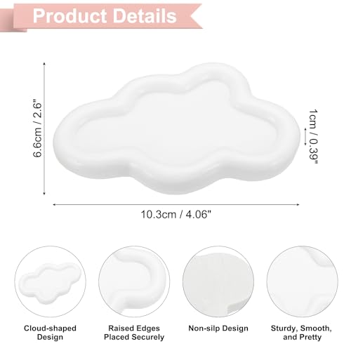 PATIKIL Cloud Jewelry Trinket Dish Tray, Gift Tray for Women Candy Cute Tray Holder Ring Earring Necklace Perfume Storage Key Organiser Decorative Plate, White