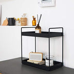 2 Tier Bathroom Counter Organizer, Standing Vanity Organizer Shelf for Bathroom Storage Organization, Countertop Skincare Makeup Organizers Holder, Black