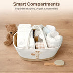 Giraffe Diaper Caddy Organizer for Baby Cotton Rope Nursery Storage Basket 17"x10.5"x7" with Removable Dividers Portable Changing Table Organizer, Car Caddy, Baby Shower Basket