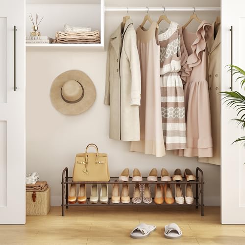 Hoctieon 2 Tier Shoe Rack for Closet, Shoe Rack FreeStanding, Entryway Shoe Shelf, Shoe Storage Organizer, Durable Mesh Style Shoe Rack, Space Save for Garage, Bedroom, Living Room, Wardrobe, Brown - color: Brown, size: 2 Tier