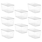 Vtopmart 8 Pack Clear Stackable Storage Bins with Lids,XLarge Plastic Containers with Handle for Pantry Organizer and Storage,Perfect for Kitchen,Fridge,Cabinet, Closet,Bathroom Organization - size: XL(13"L x 7.4"W x 7"H)