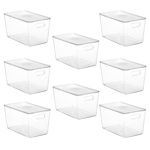 Vtopmart 8 Pack Clear Stackable Storage Bins with Lids,XLarge Plastic Containers with Handle for Pantry Organizer and Storage,Perfect for Kitchen,Fridge,Cabinet, Closet,Bathroom Organization - size: XL(13"L x 7.4"W x 7"H)