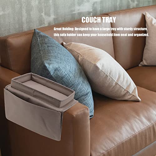 Couch Sofa Armrest Organiser Arm Chair Caddy Bedside Storage Pocket,600D Oxford Cloth Side Pockets Sofa Arm Table Armrest Tray TV Remote Holder Bed Storage Pocket (Brown) - color: Brown